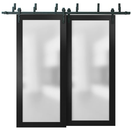 Sartodoors Double French Interior Door, 64" x 96", White PLANUM2102BBB-BLK-7296